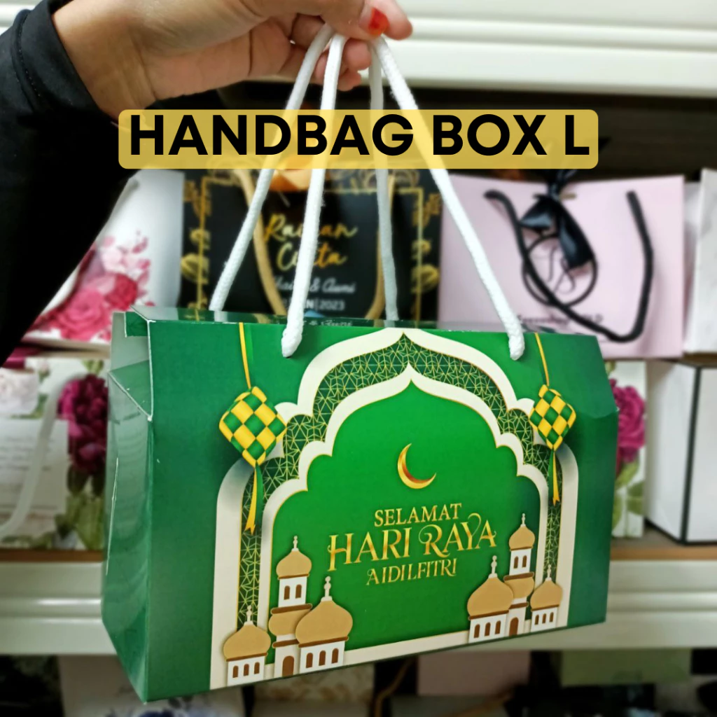 [READYSTOCK] 10 PCS HANDBAG BOX L RAYA / KOTAK KUIH RAYA / GIFTBOX RAYA / KOTAK RAYA AIDILFITRI MURAH / RAYA BOX